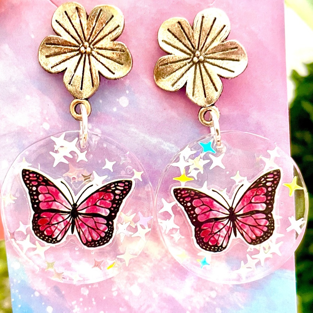 Butterfly Acrylic Dangle Earrings